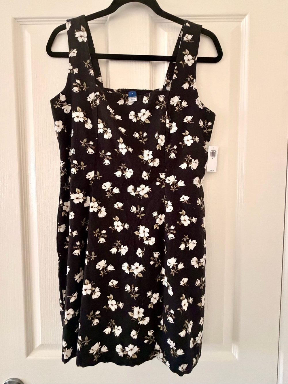 Old Navy Black Floral Square-Neck Mini Dress